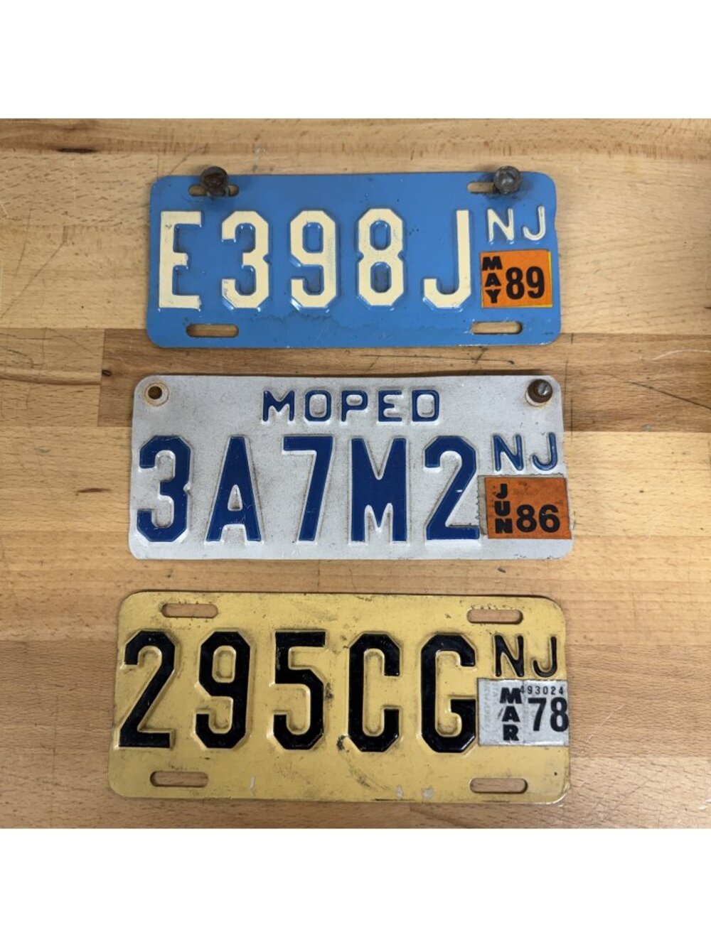 Lot Of Three  Vintage Motorcycle/Moped  License Plates - New Jersey